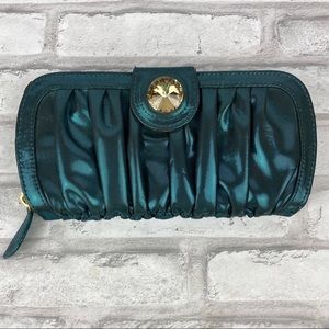 Wallet Pleated Turquoise Gold 2 Compartment